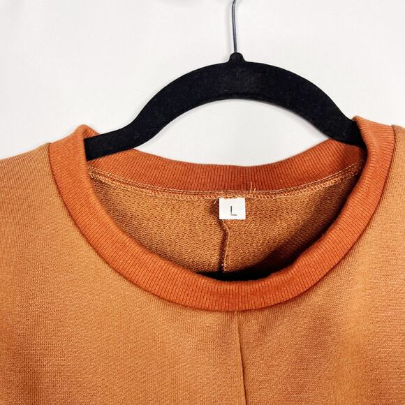 Boutique Womens Large L Orange Oversized Sweater Poncho Short Sleeve Casual - Picture 6 of 6